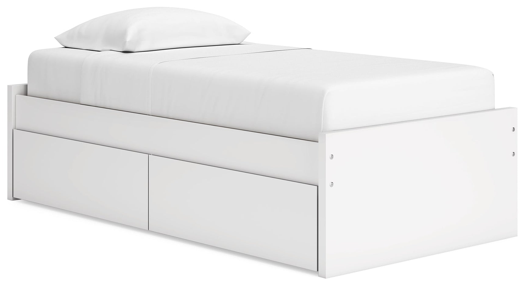 Onita White Twin Platform Youth Bed with 1 Side Storage (Online Special Price) - Ornate Home