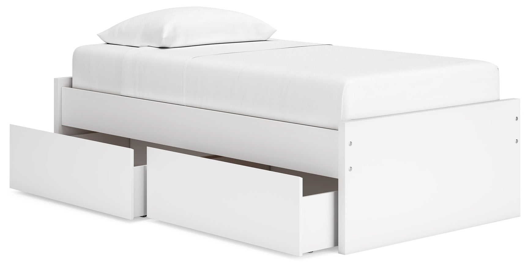 Onita White Twin Platform Youth Bed with 1 Side Storage (Online Special Price) - Ornate Home
