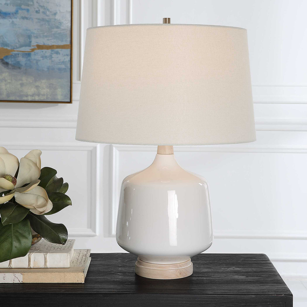 Opal Gloss White Table Lamp - Ornate Home