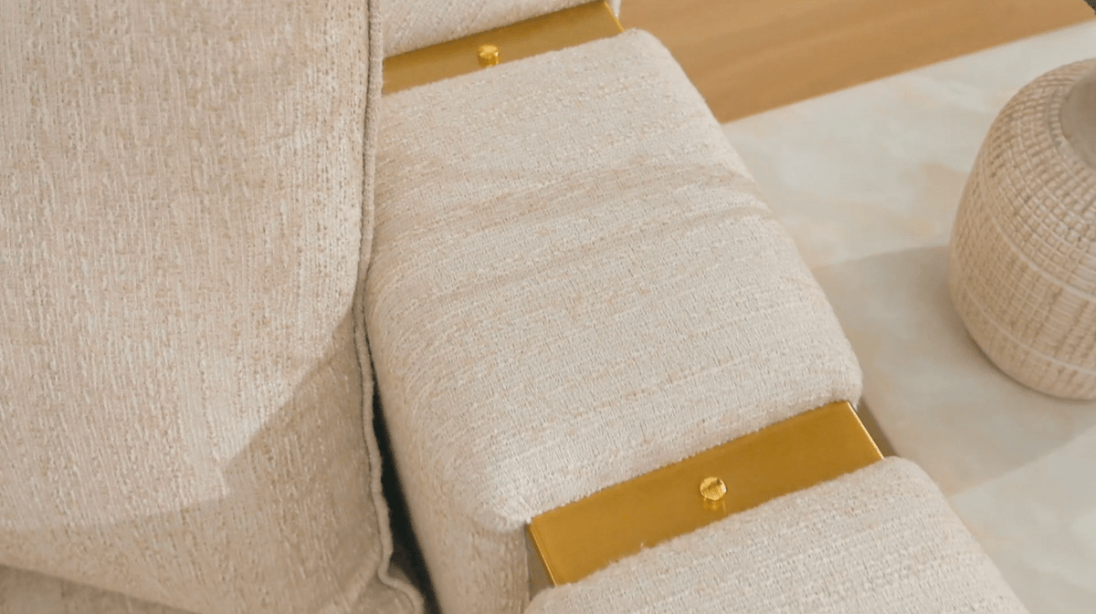 Opulent Lineage Beige/Gold Trim Sofa / HD-3183 - Ornate Home