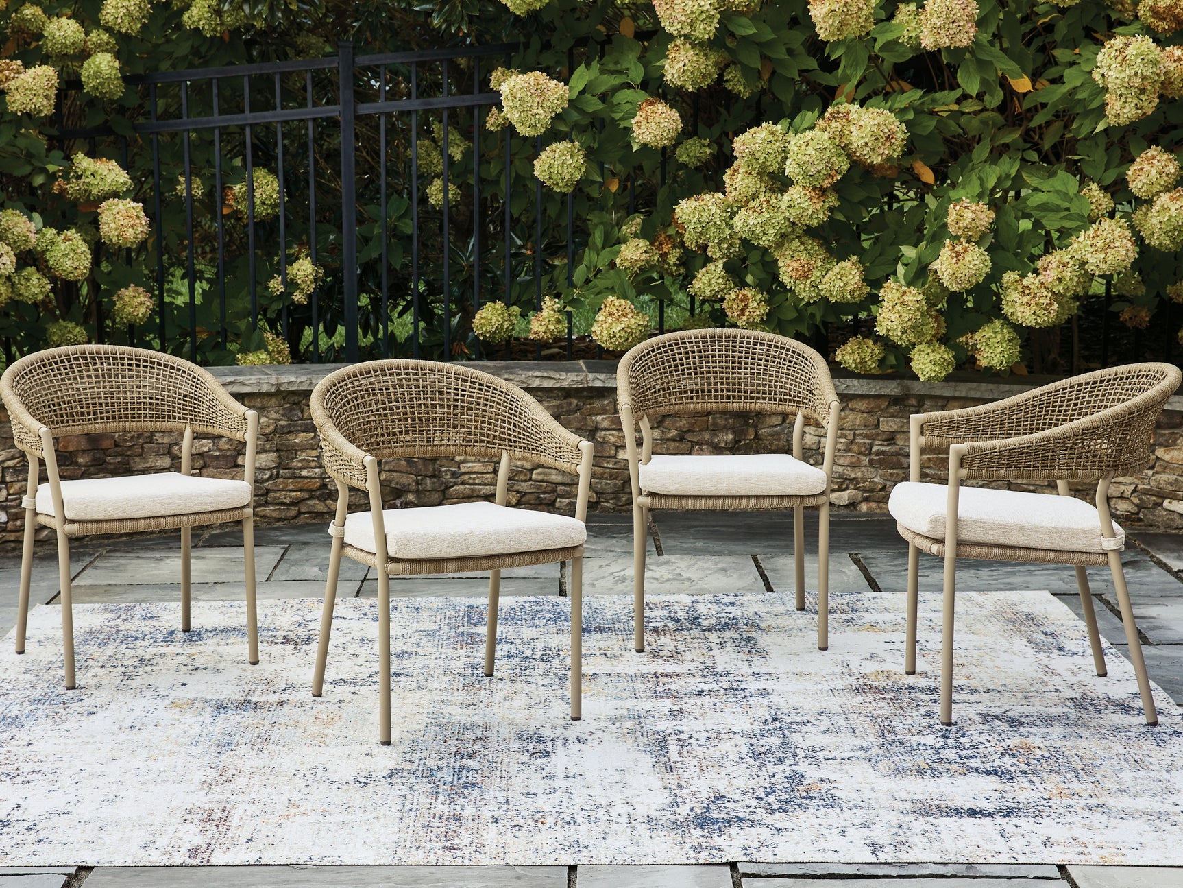 Orchard Beach Beige Arm Chair With Cushion (Set of 4) - Ornate Home
