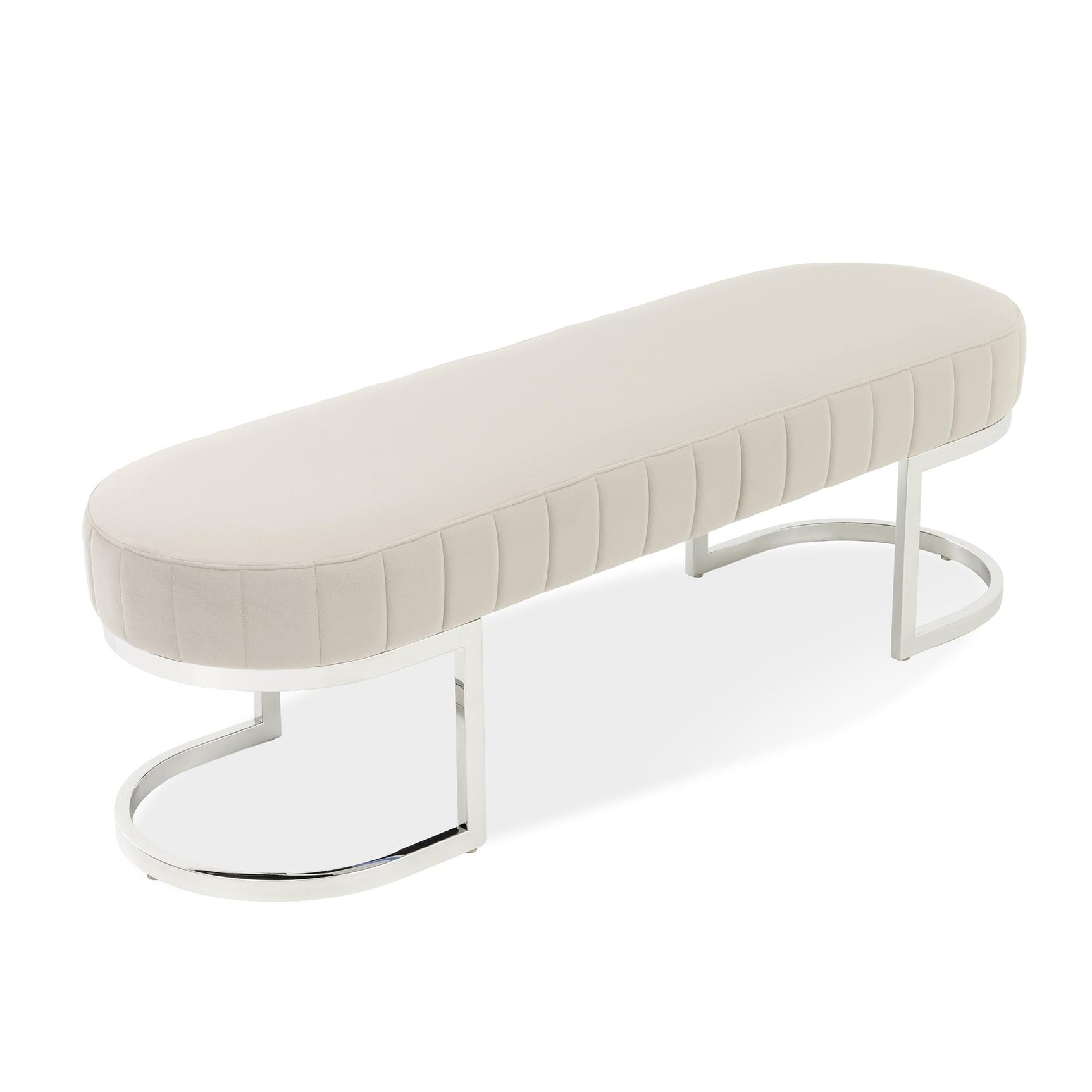 Orchid Chrome/Gray Velvet Accent Bench - Ornate Home