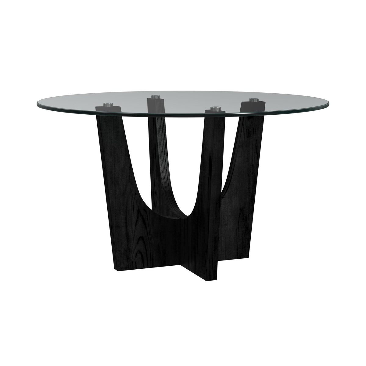 Oregon Black 5-Piece Standard Height Dining Set with Round Table with Glass Top & Four Chairs - Ornate Home