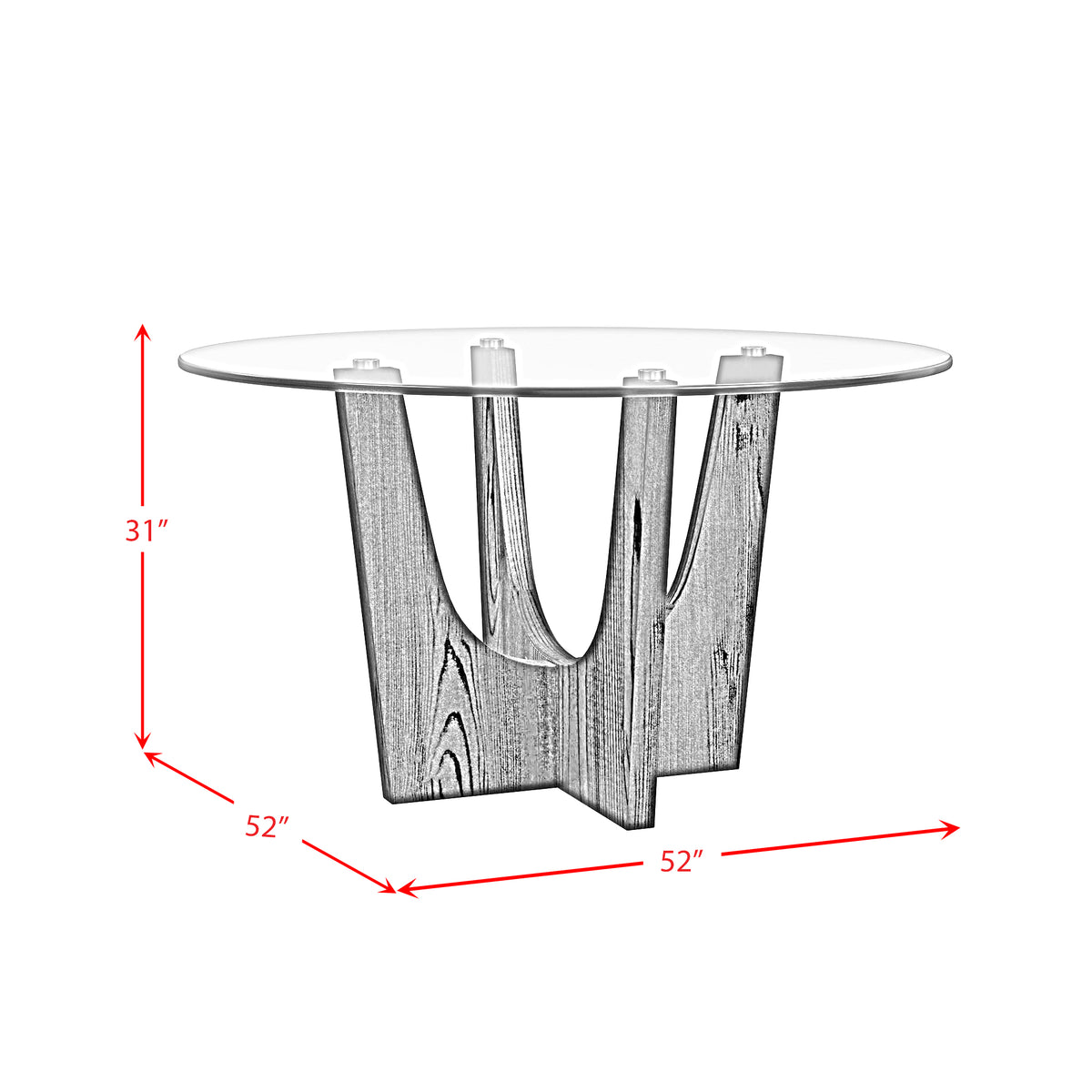 Oregon Black 5-Piece Standard Height Dining Set with Round Table with Glass Top & Four Chairs - Ornate Home