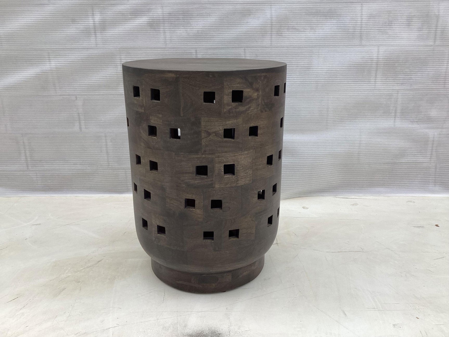 Orengo Brown Round Solid Mango Wood Accent Side Table - Ornate Home