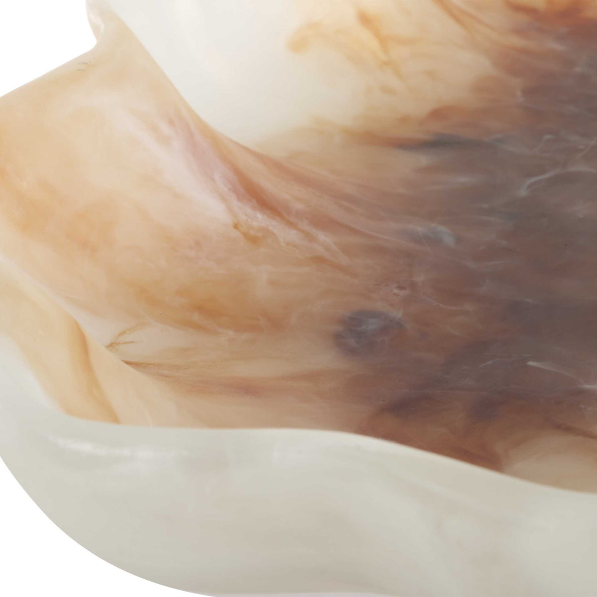 Organic Elegance Brown/White Wavy Oval Bowl - Ornate Home