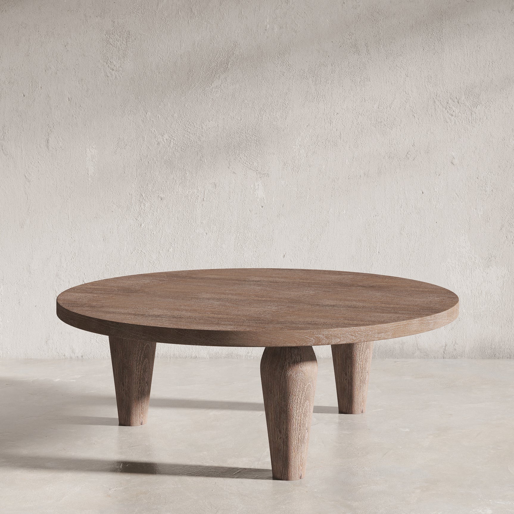 Origins Washed Sand Round Cocktail Table - Ornate Home