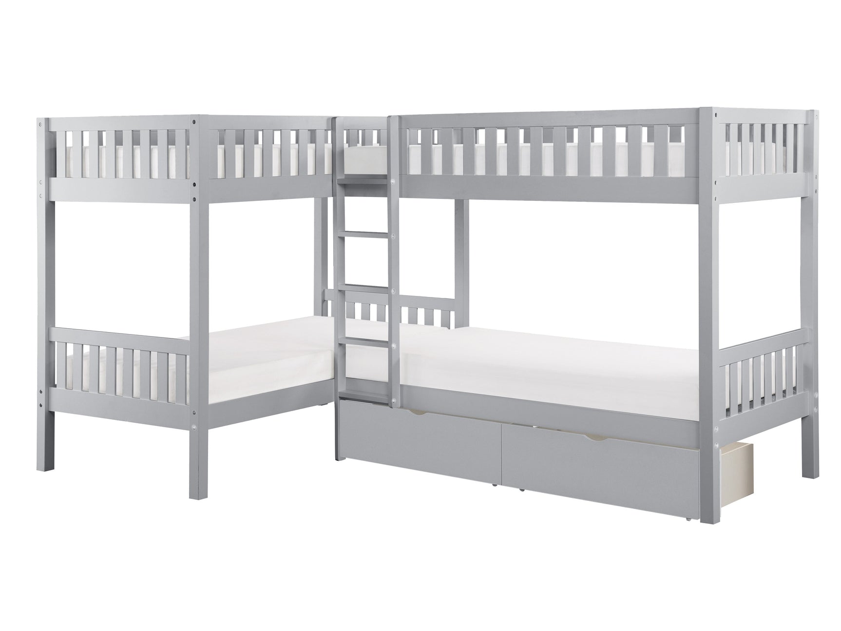 Orion Gray Corner Bunk Bed With Storage Boxes - Ornate Home