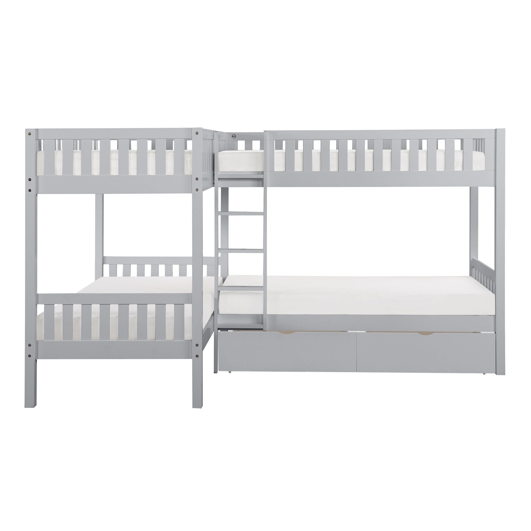 Orion Gray Corner Bunk Bed With Storage Boxes - Ornate Home