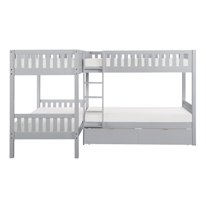 Orion Gray Corner Bunk Bed With Storage Boxes - Ornate Home