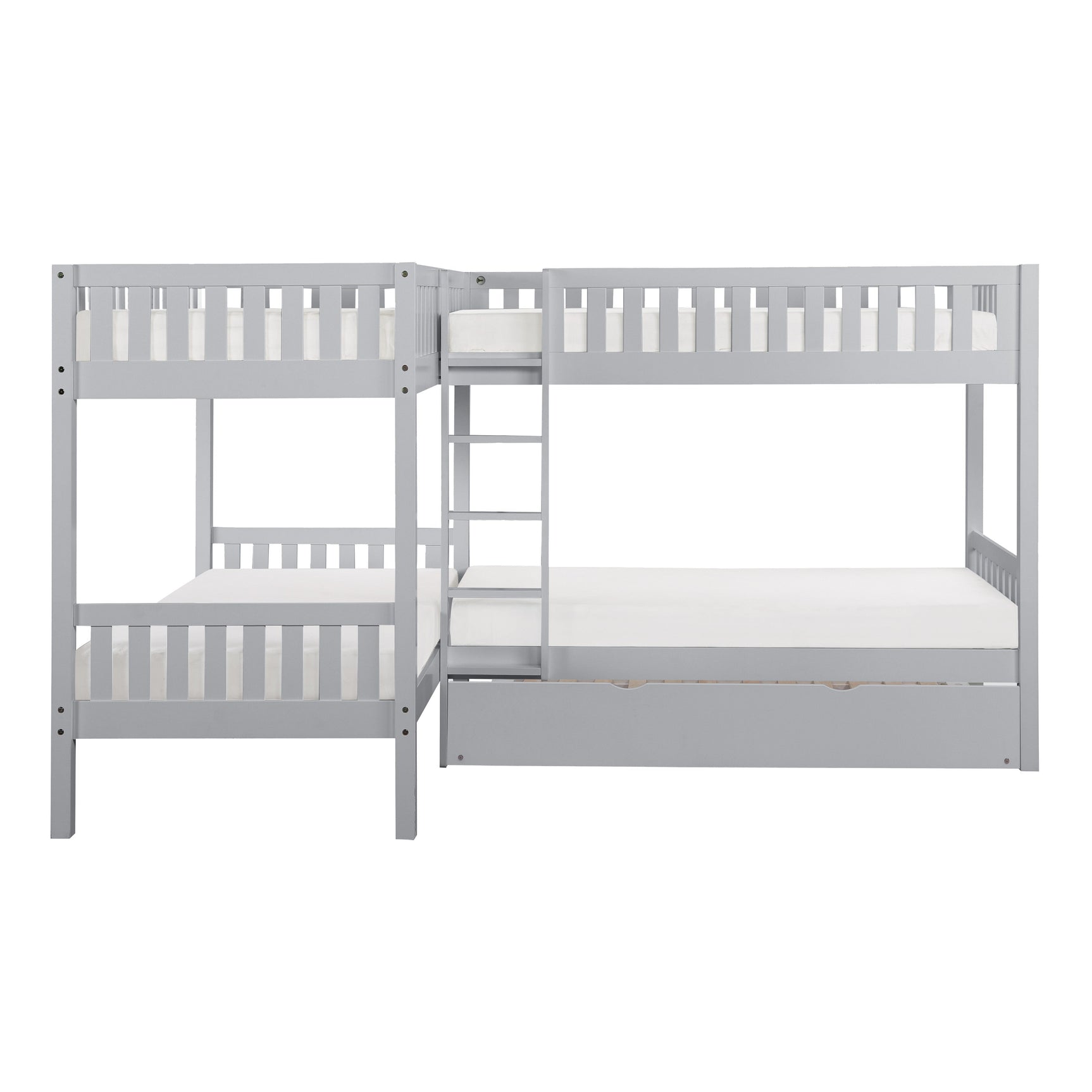 Orion Gray Corner Bunk Bed with Twin Trundle - Ornate Home