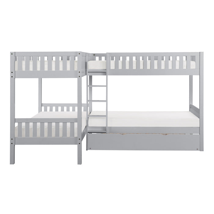 Orion Gray Corner Bunk Bed with Twin Trundle - Ornate Home