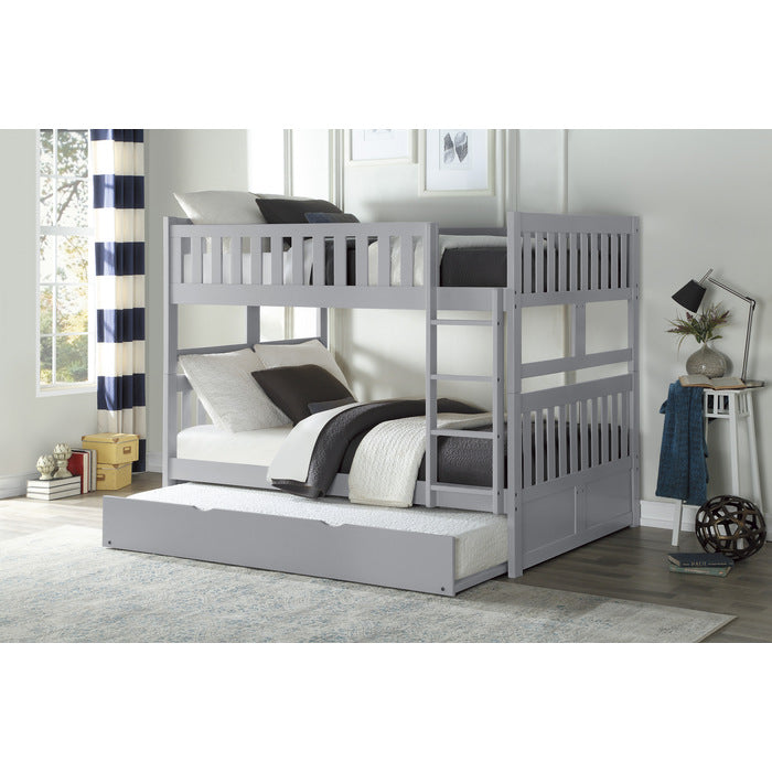Orion Gray Full/Full Bunk Bed with Twin Trundle - Ornate Home