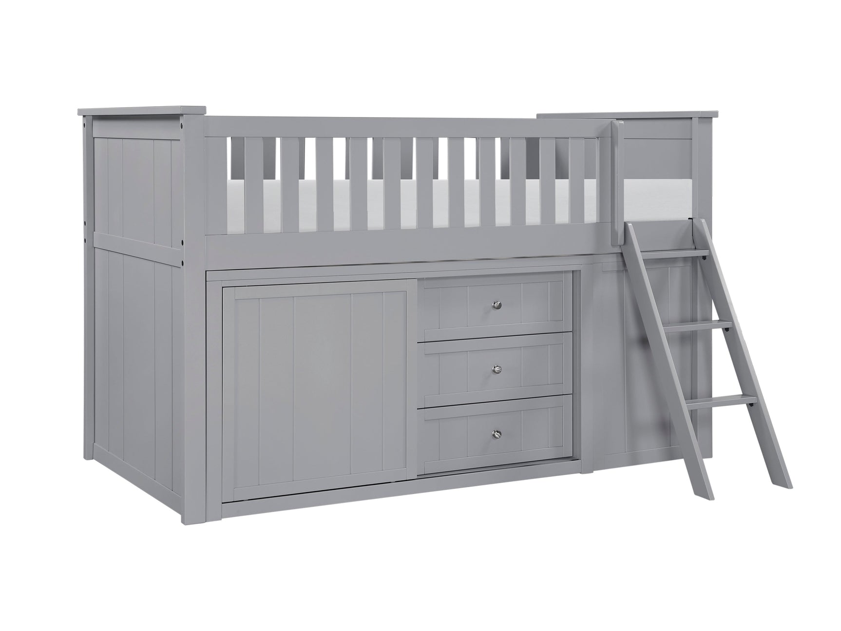 Orion Gray Low Loft Bunk with Bookcase&Dresser - Ornate Home