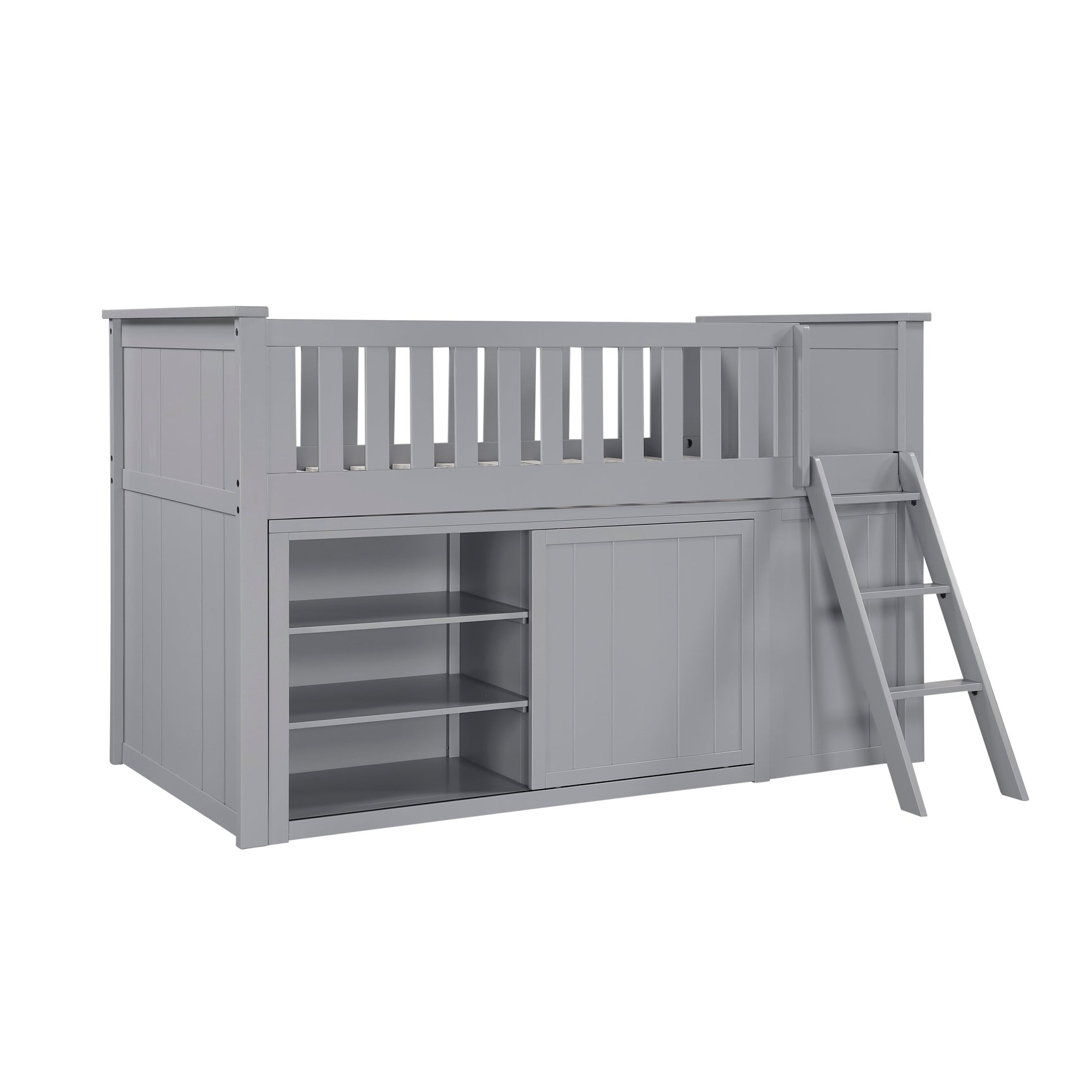 Orion Gray Low Loft Bunk with Bookcase&Dresser - Ornate Home