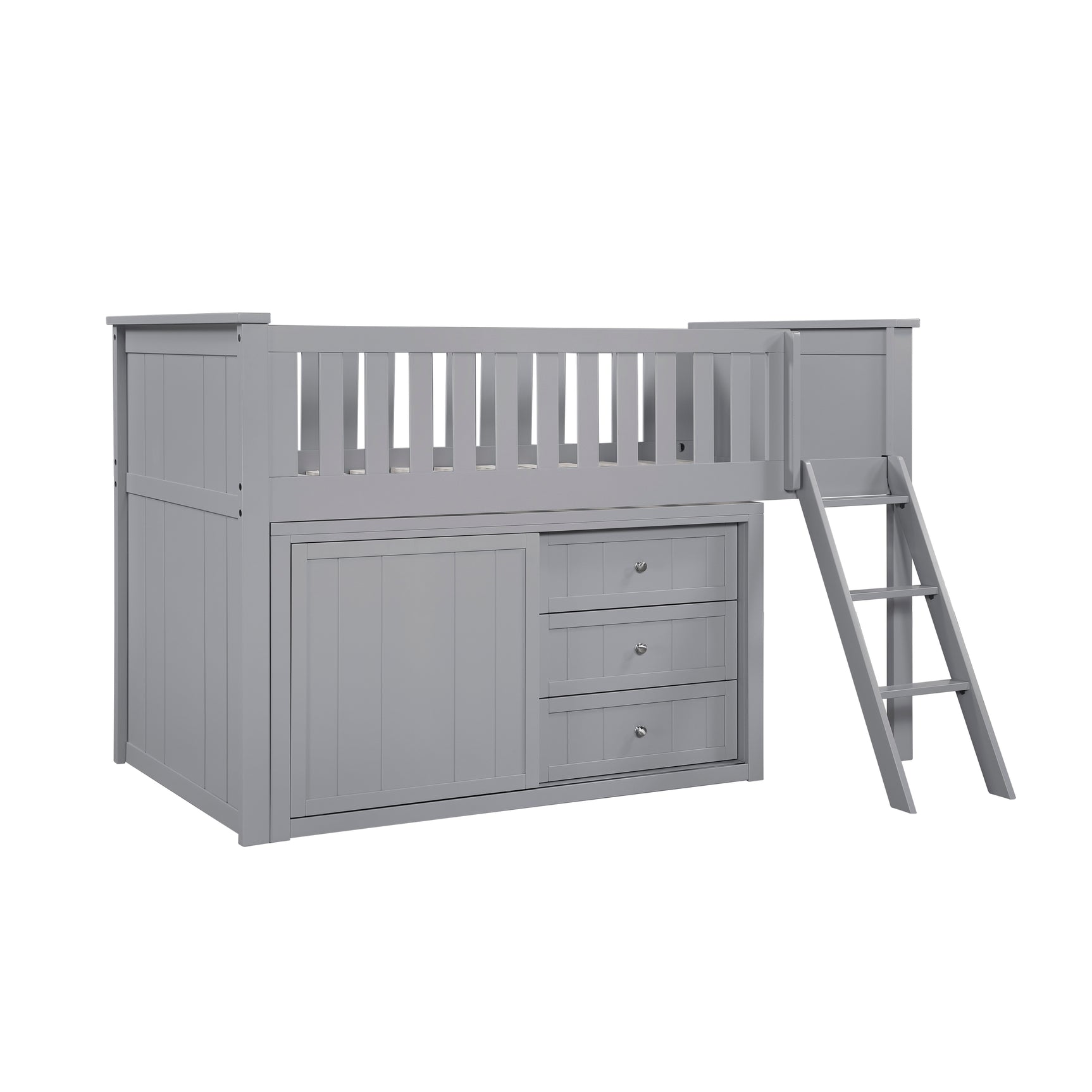 Orion Gray Low Loft Bunk with Dresser - Ornate Home