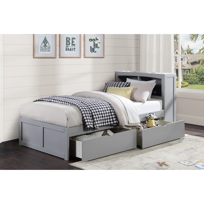 Orion Gray Twin Bookcase Bed - Ornate Home