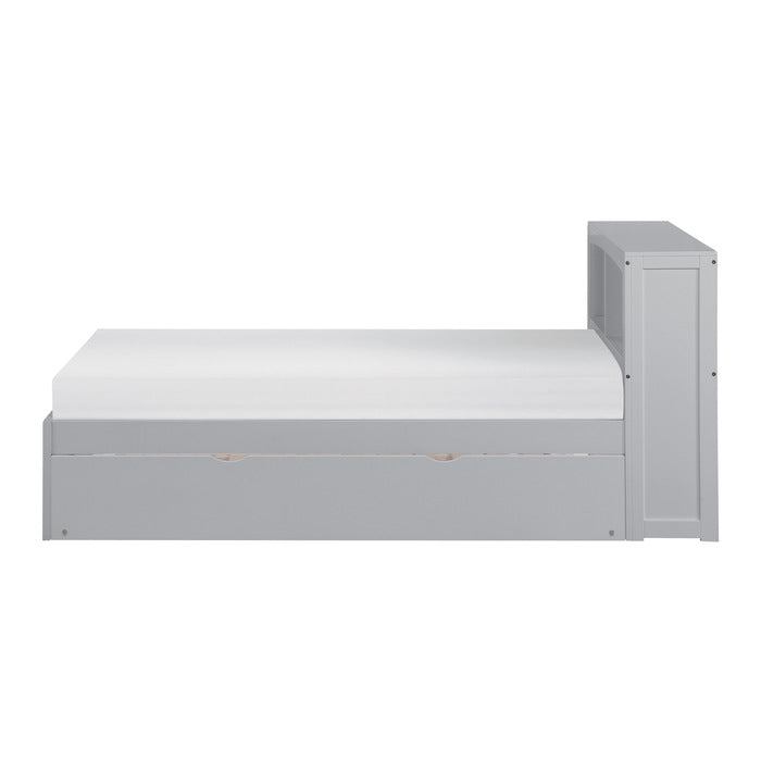 Orion Gray Twin Bookcase Bed with Trundle - Ornate Home