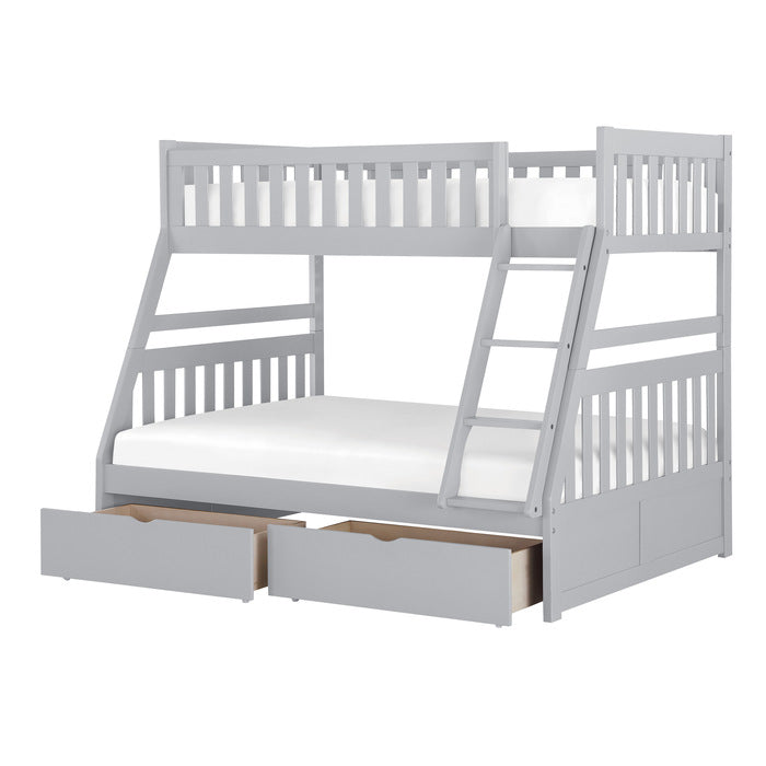 Orion Gray Twin/Full Bunk Bed With Storage Boxes - Ornate Home