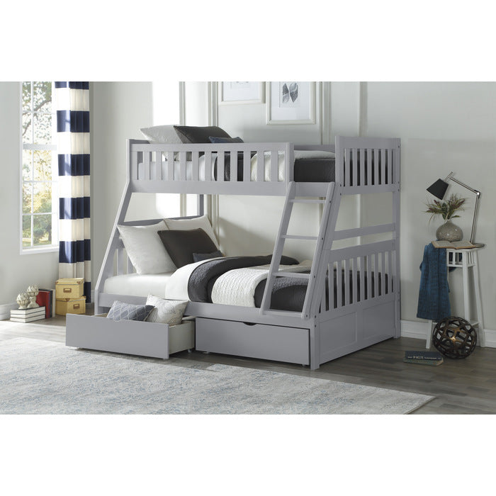 Orion Gray Twin/Full Bunk Bed With Storage Boxes - Ornate Home