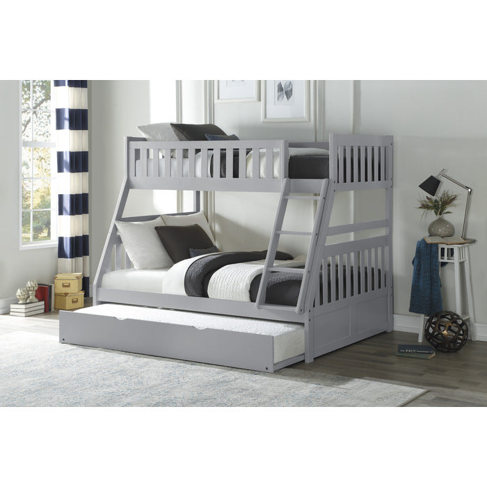 Orion Gray Twin/Full Bunk Bed with Twin Trundle - Ornate Home
