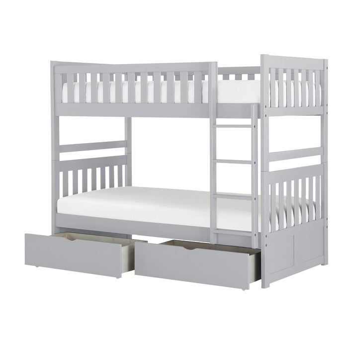 Orion Gray Twin/Twin Bunk Bed With Storage Boxes - Ornate Home