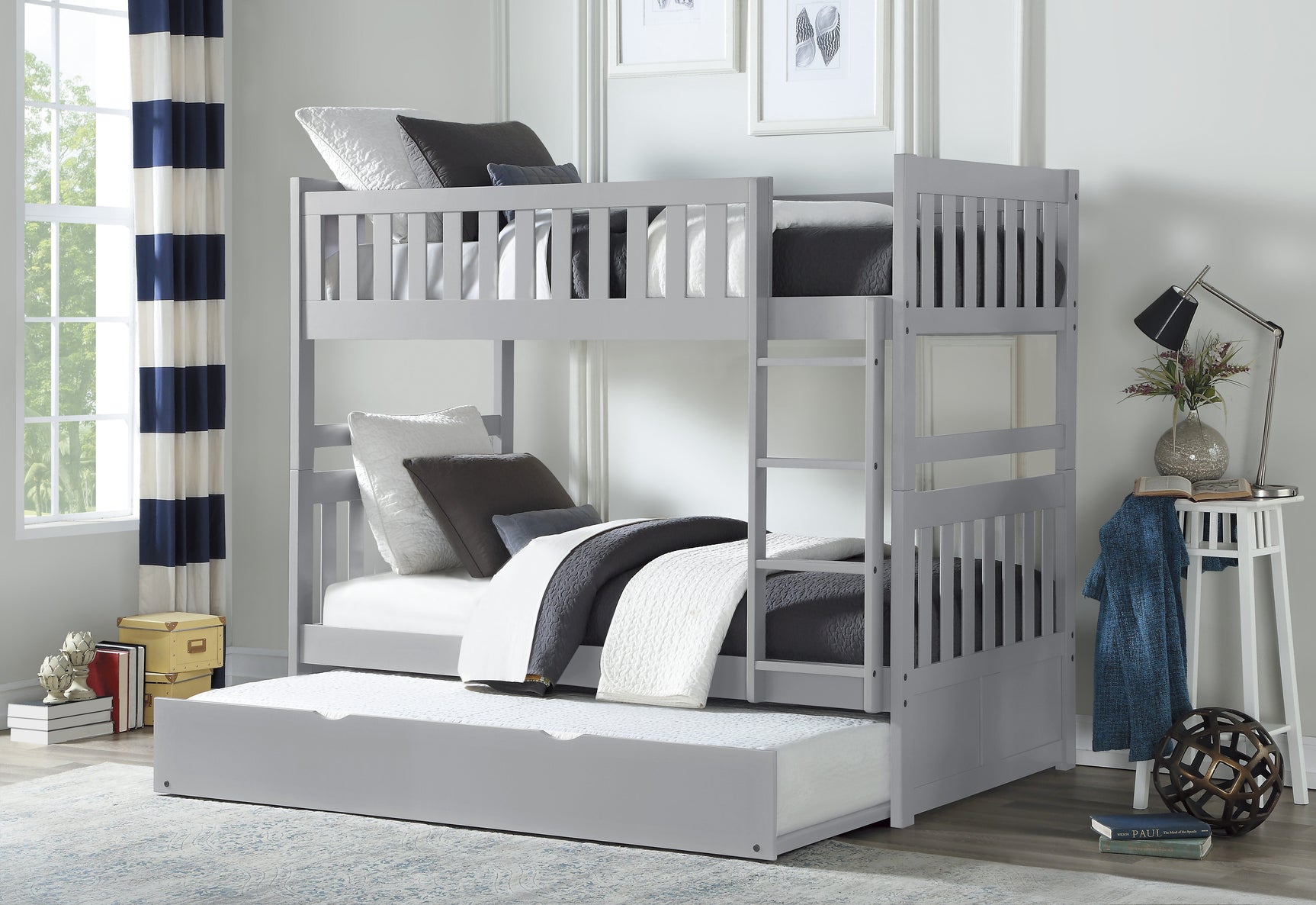 Orion Gray Twin/Twin Bunk Bed with Twin Trundle - Ornate Home