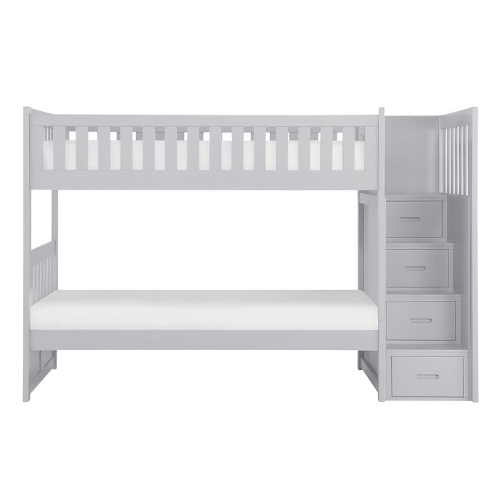 Orion Gray Twin/Twin Step Bunk Bed - Ornate Home