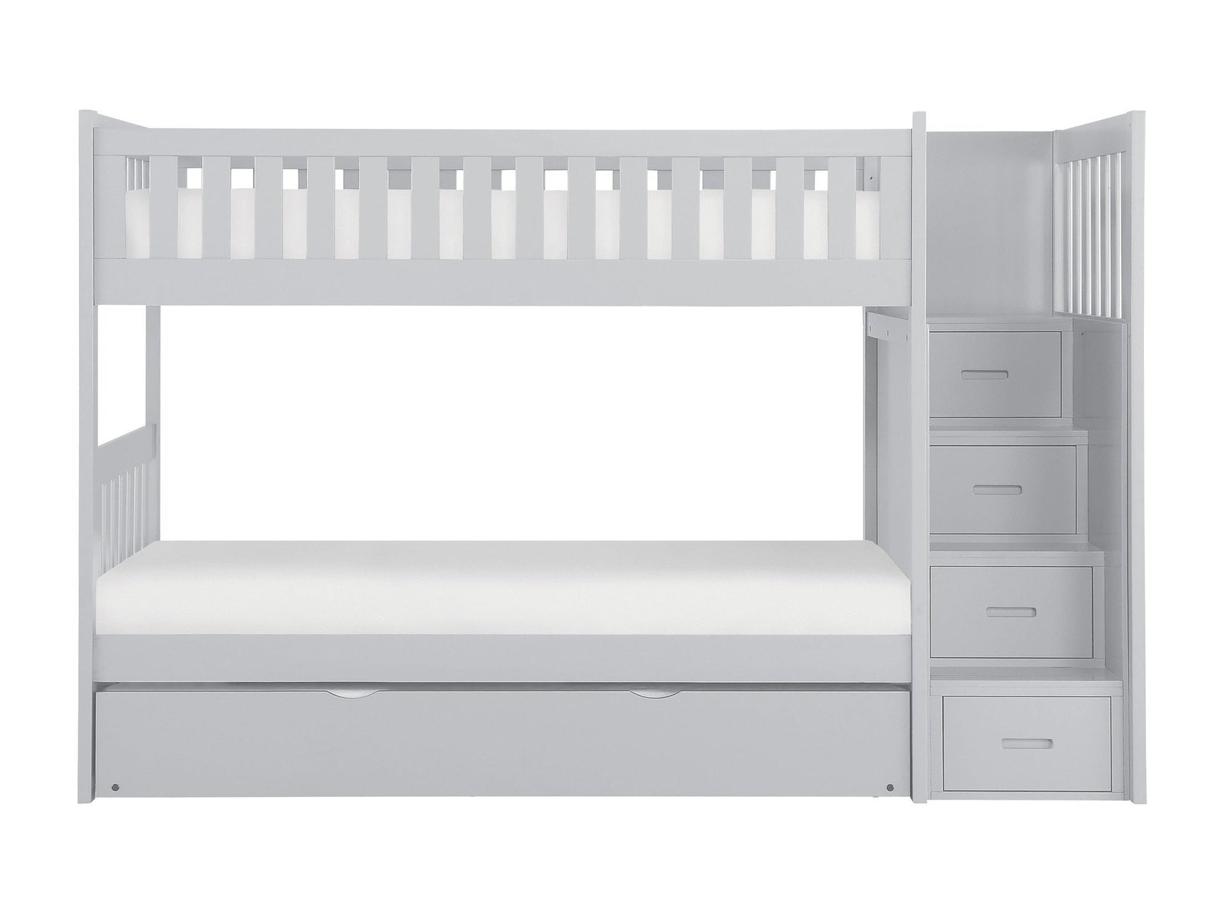Orion Gray Twin/Twin Step Bunk Bed with Twin Trundle - Ornate Home