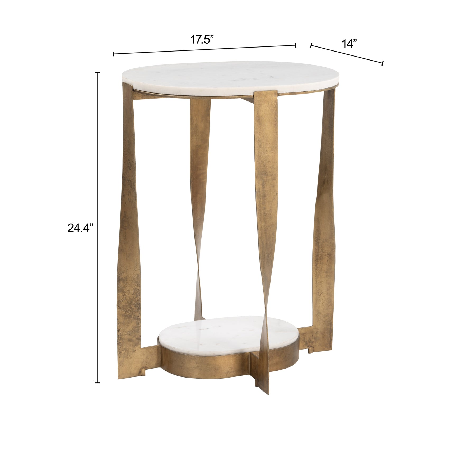 Orion White & Brass Accent Table - Ornate Home
