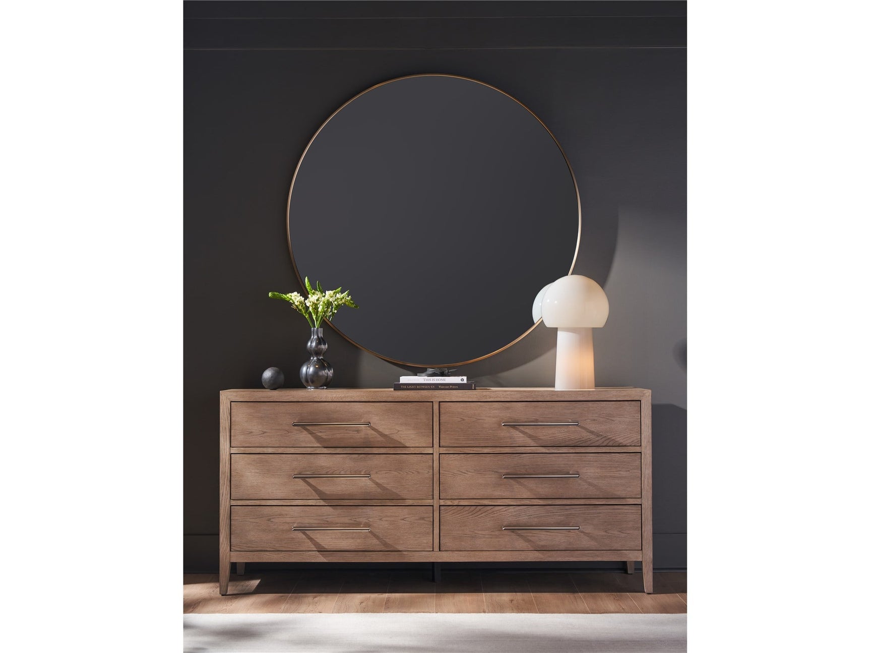 Orion White Satin Bronze Mirror - Ornate Home
