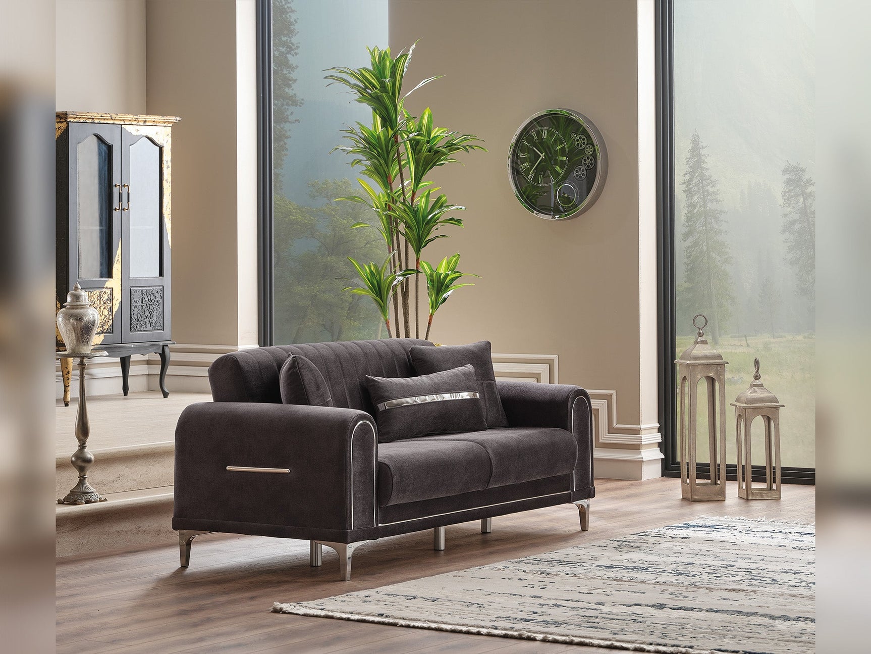 Orion Grey Convertible Loveseat