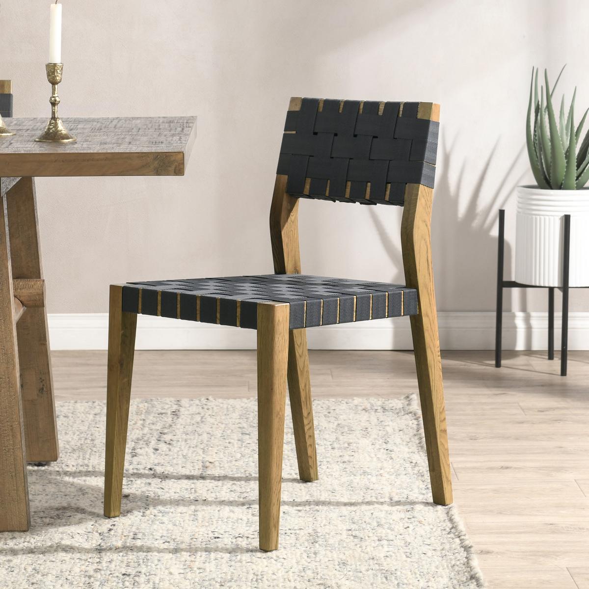 Orlando True Natural/Charcoal Dining Chair (Set of 2) - Ornate Home