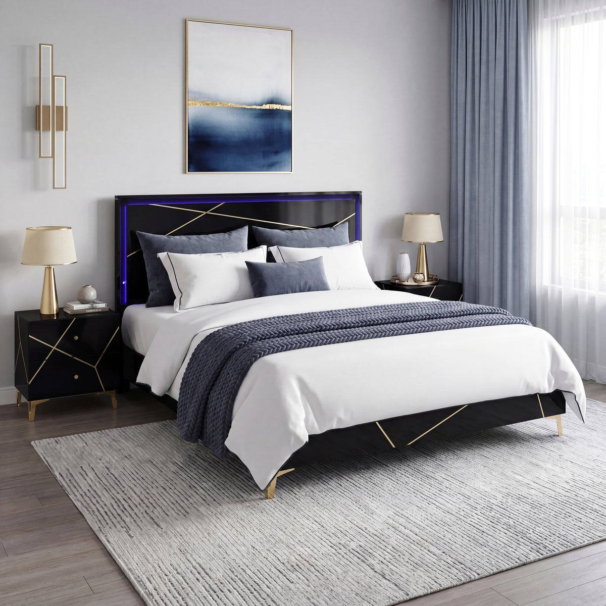 Orlo Black Eastern King Bed - Ornate Home