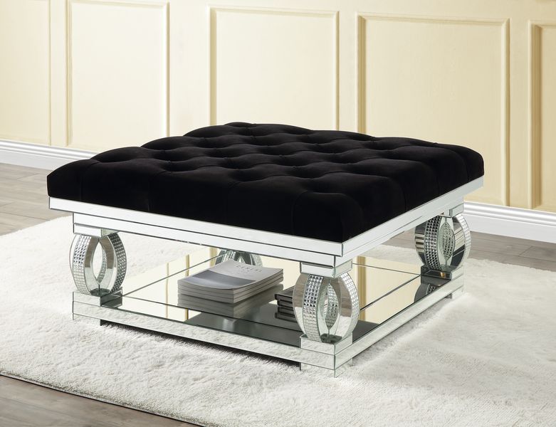 Ornat Faux Diamonds/Black Ottoman - Ornate Home
