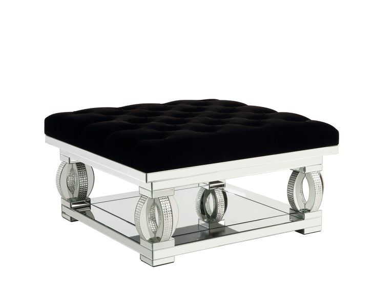 Ornat Faux Diamonds/Black Ottoman - Ornate Home