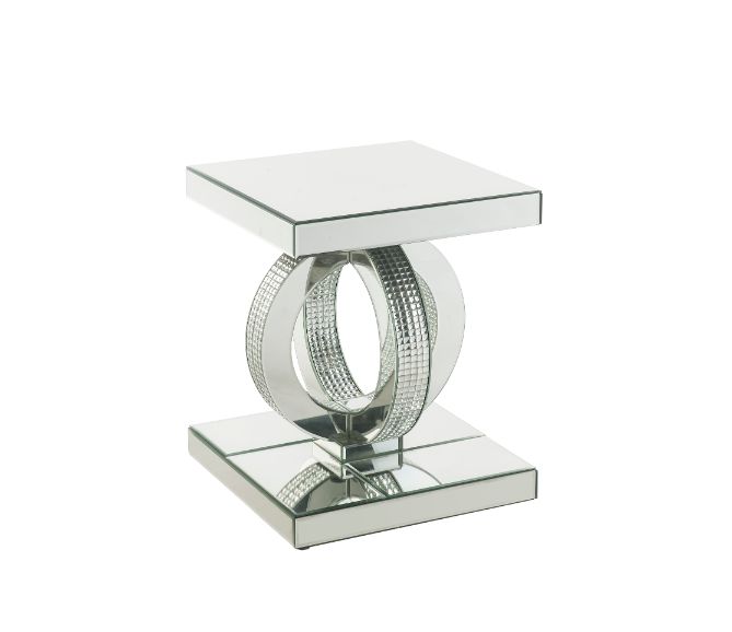 Ornat Mirrored/Faux Diamonds End Table - Ornate Home