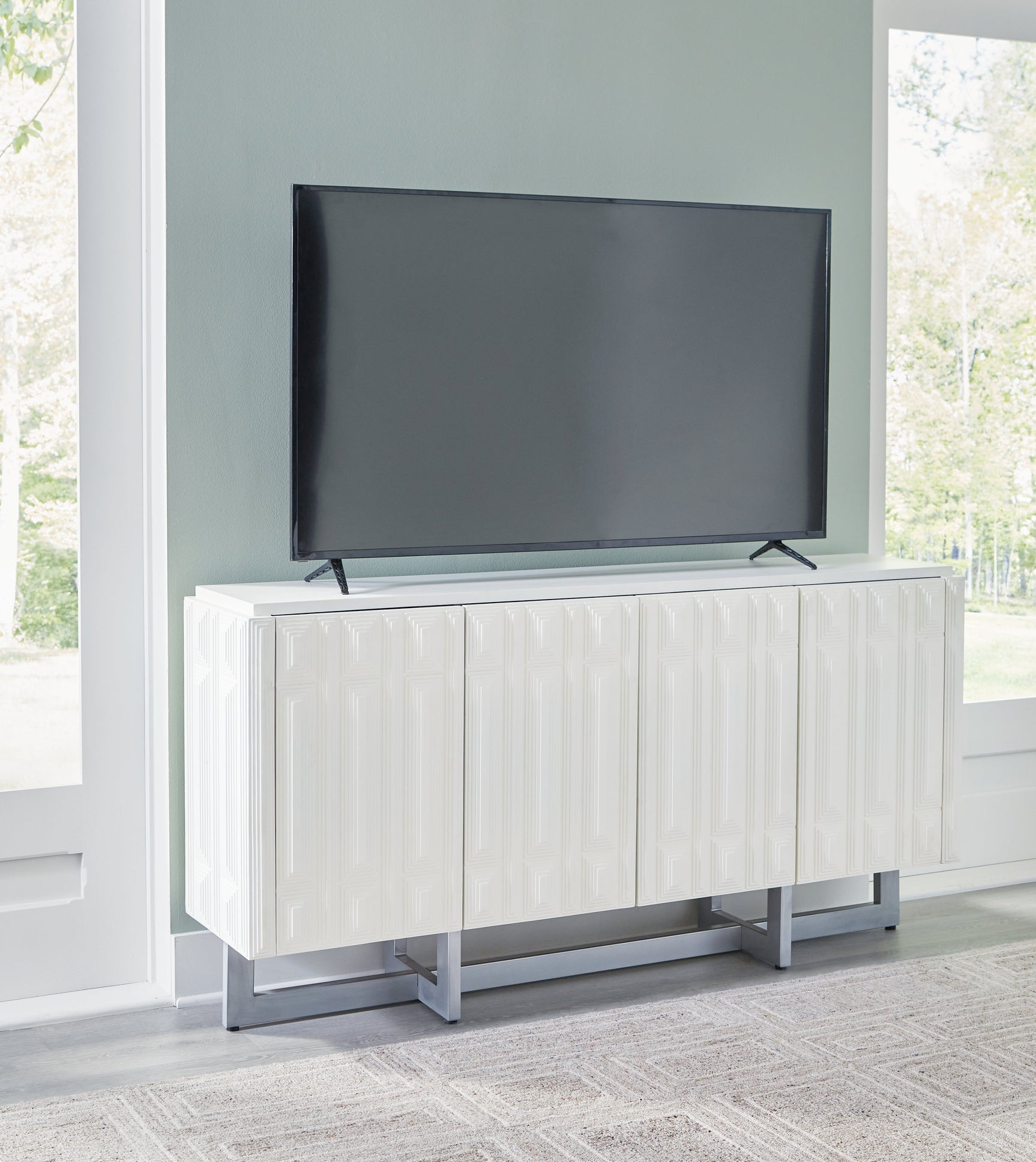 Ornawel Distressed White Accent Cabinet - Ornate Home