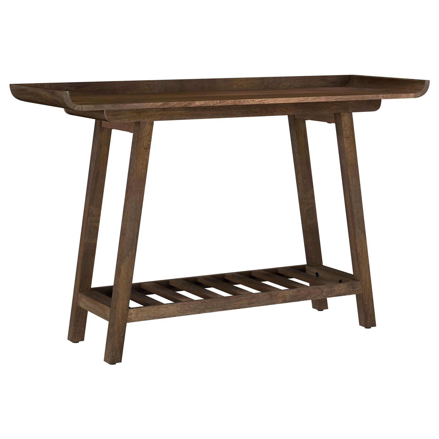 Ornelas Mango Brown 46-inch Console Table with Slatted Shelf - Ornate Home