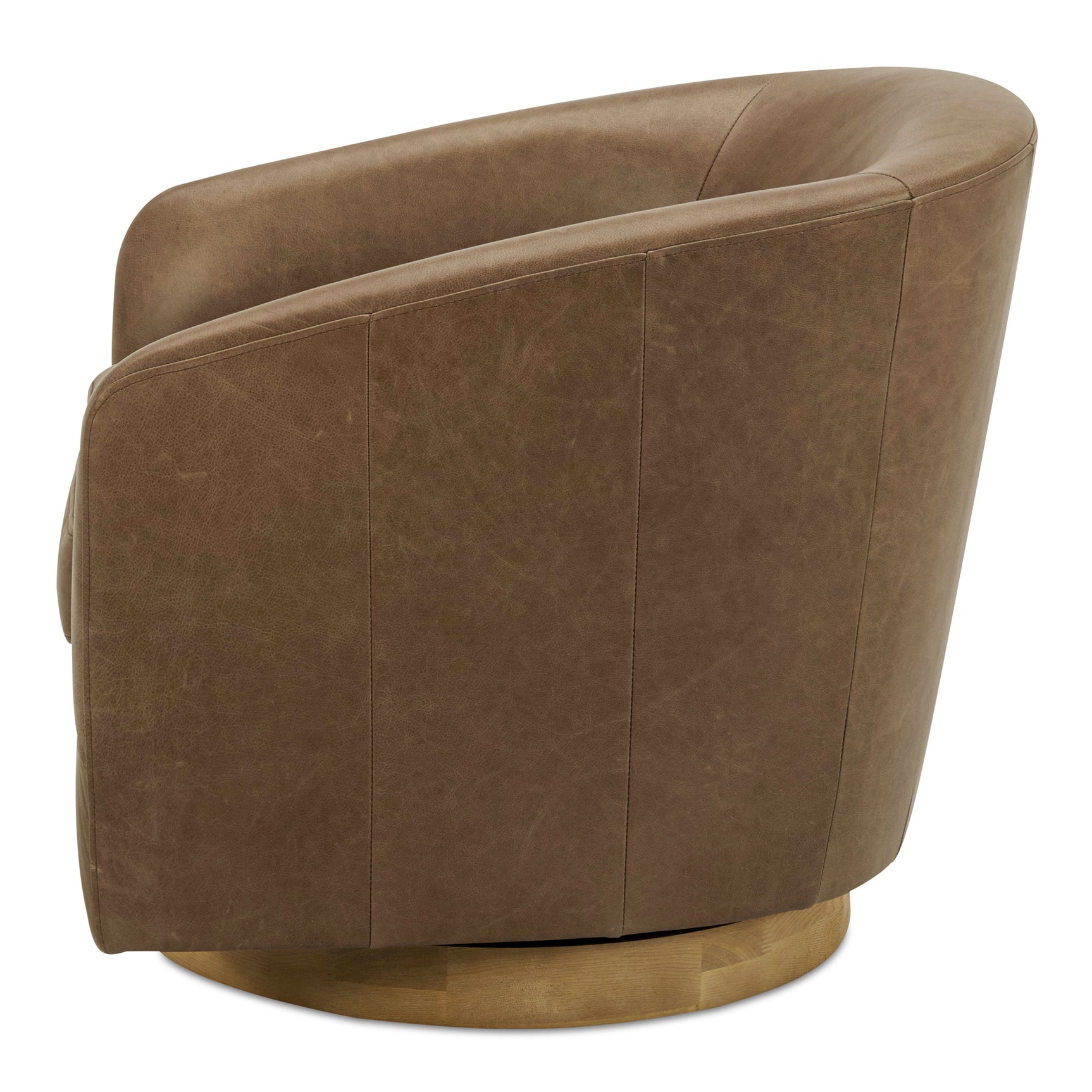 Oscy Tan Leather Leather Swivel Chair - Ornate Home