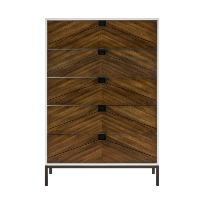 Oslo White/Walnut Chest - Ornate Home