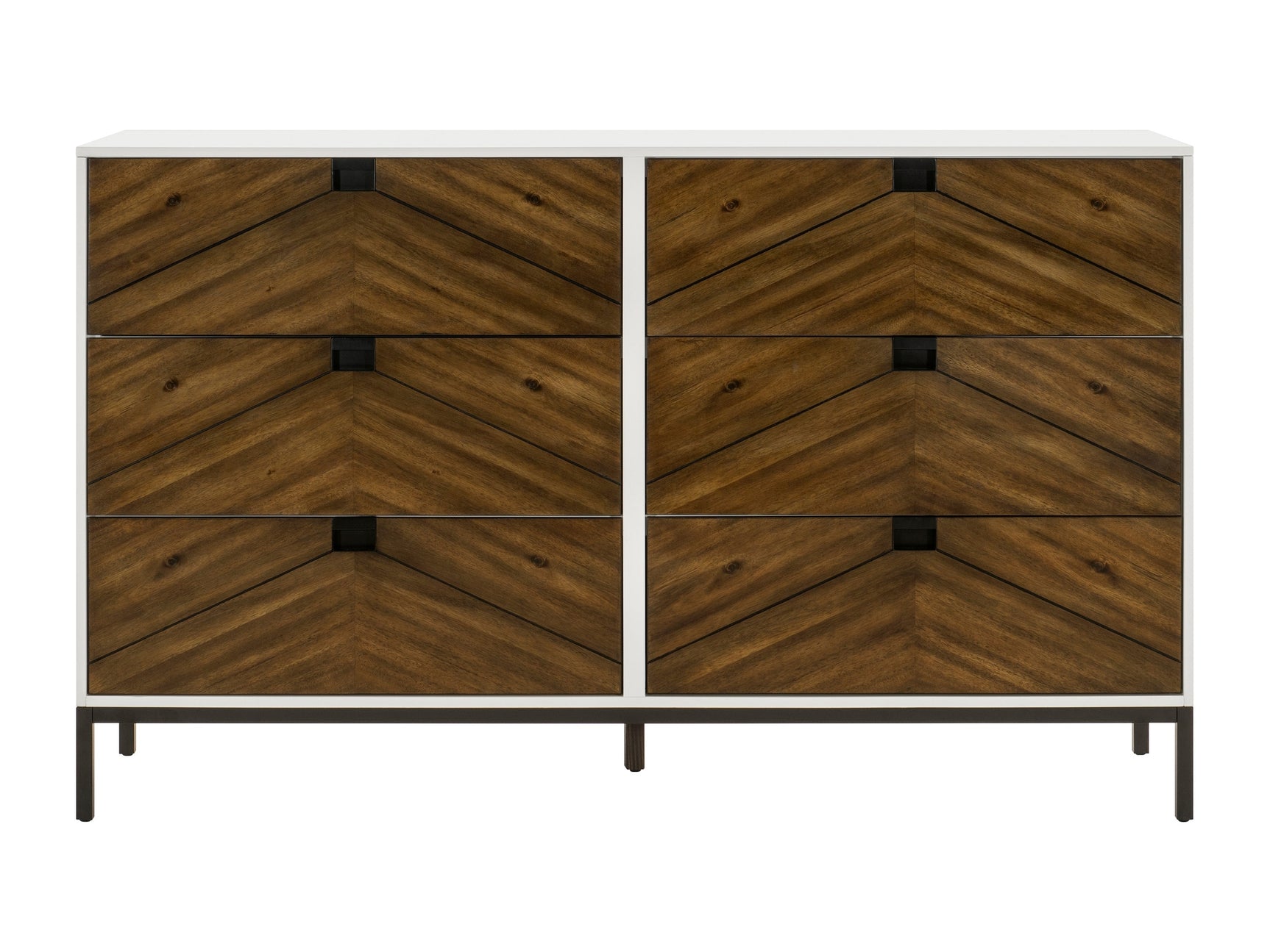 Oslo White/Walnut Dresser - Ornate Home