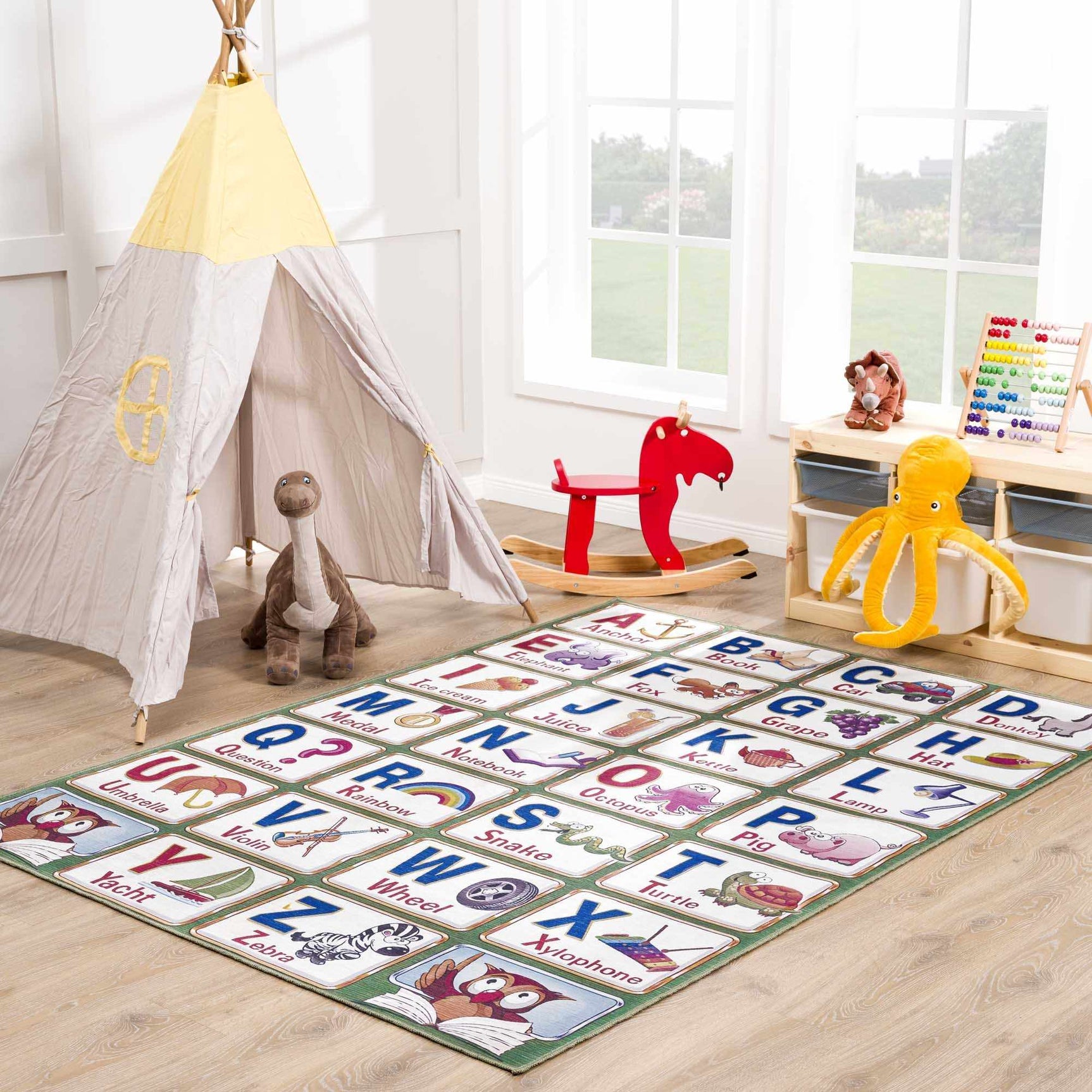 Osric Colorful Alphabet Washable Kids Rug - Clearance - Ornate Home