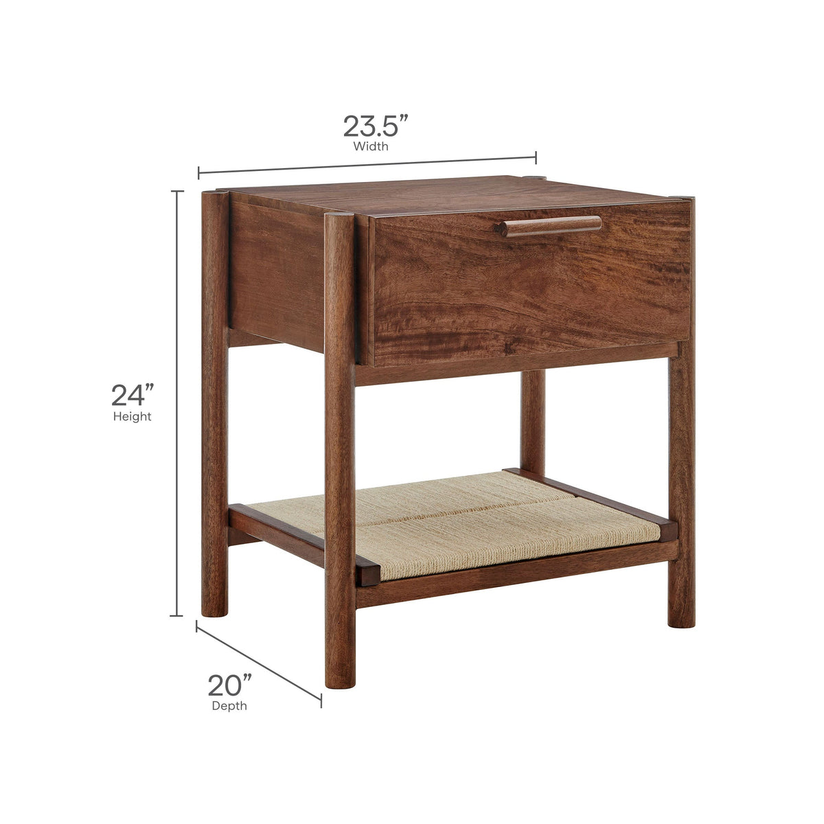 Oswin Walnut 1-Drawer Wood Nightstand - Ornate Home