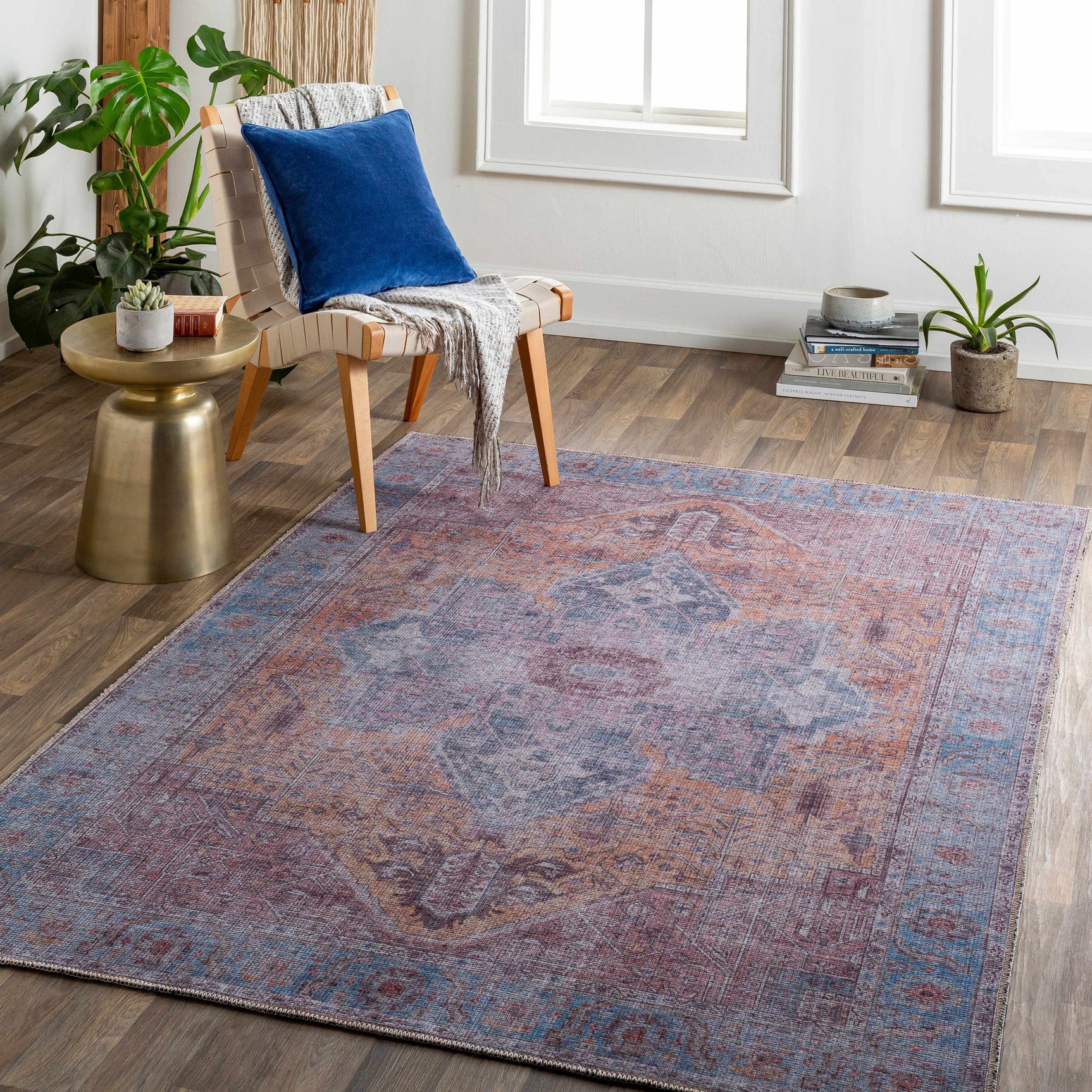 Otaki Purple & Brown Washable Area Rug - Clearance - Ornate Home