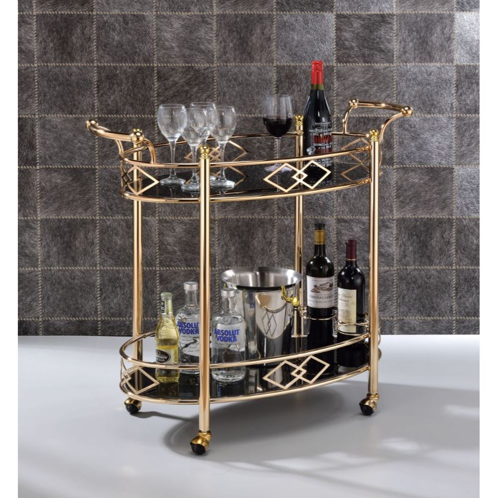 Ottesen Gold & Black Glass Serving Cart - Ornate Home