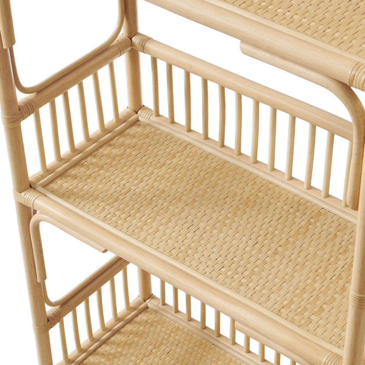 Ottilie Natural 68 Inch Arched Rattan Bookshelf