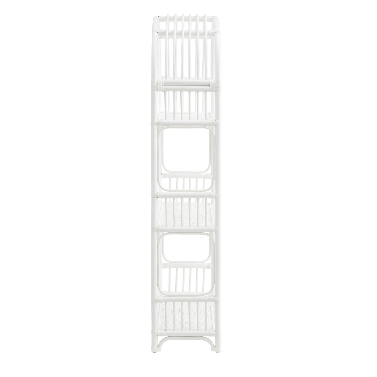 Ottilie White 68 Inch Arched Natural Rattan Bookshelf