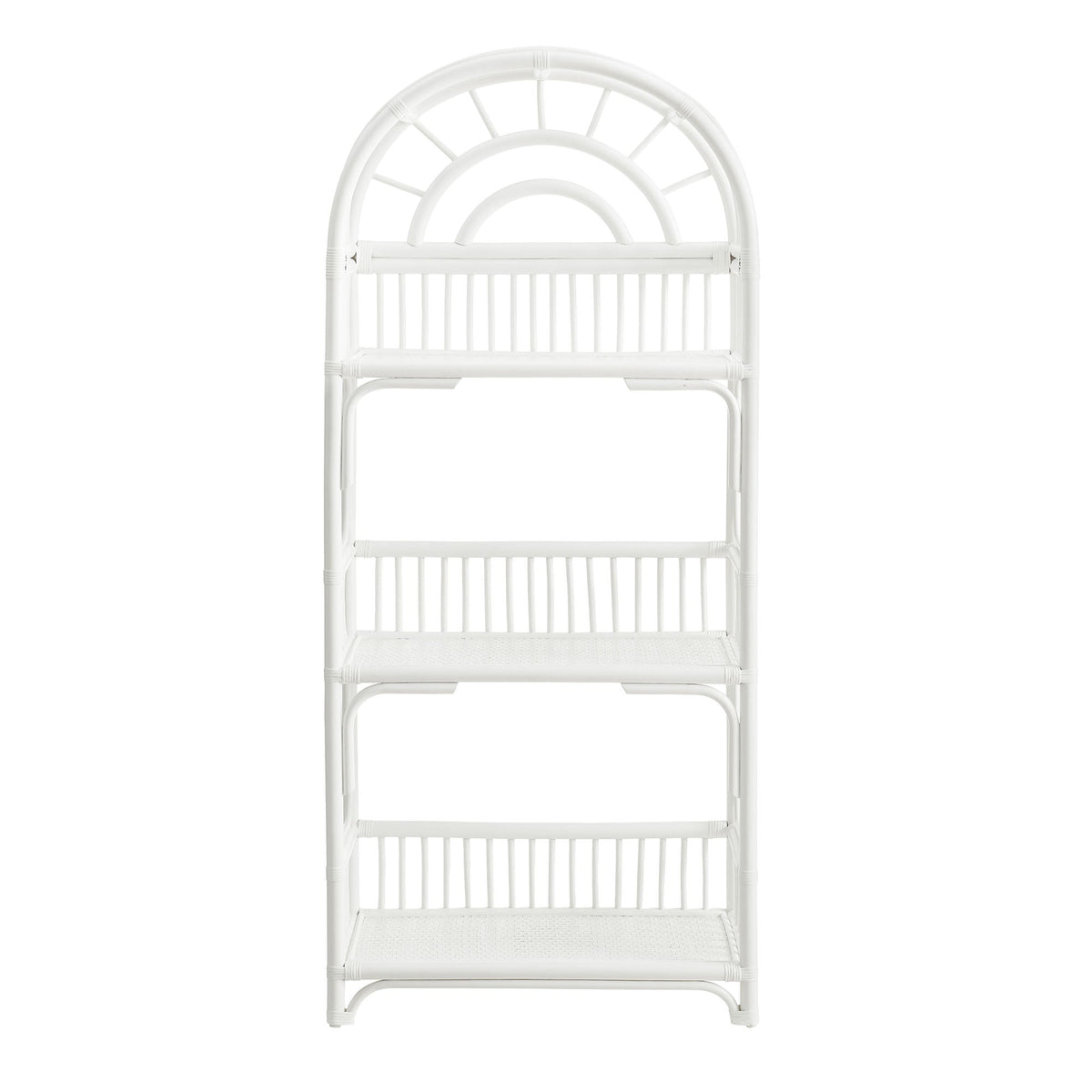 Ottilie White 68 Inch Arched Natural Rattan Bookshelf