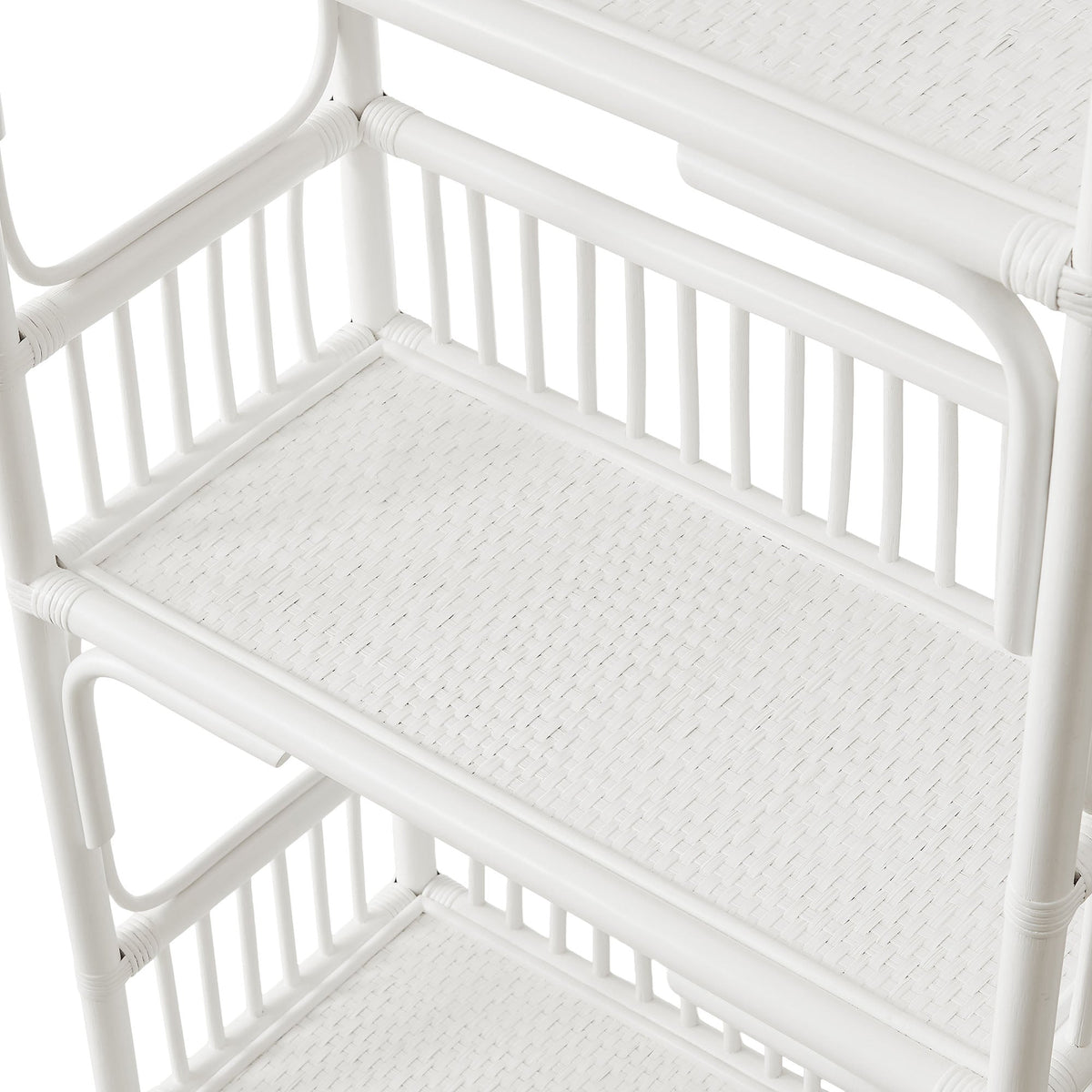 Ottilie White 68 Inch Arched Natural Rattan Bookshelf